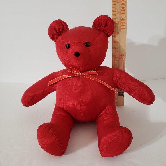 Crafty Lady Red Stuffed Teddy Bear Firm Chubby Plush Bear Sits On Its Own - Picture 8 of 11